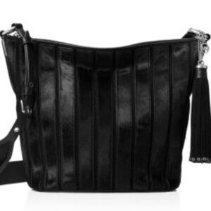 MICHAEL KORS Brooklyn Applique Black Tassel Haircalf Feed Crossbody Bag
